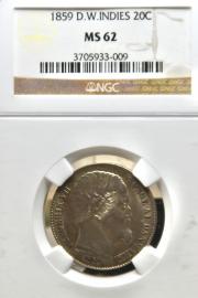 Click to View More Images of the 1859. D.W. INDIES 20C 1859. D.W. INDIES 20C